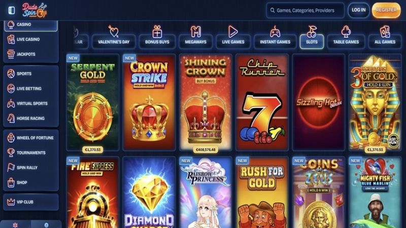Dudespin Casino clean interface